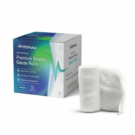 FIFTHPULSE Stretch Gauze Bandages, Latex and Lint Free, Individually Wrapped, 6PK FMN100529